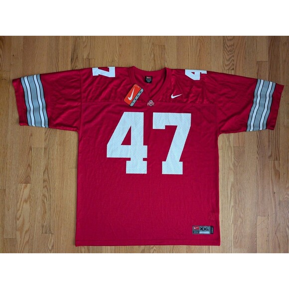 VTG Nike Ohio State Buckeyes Football Jersey Men’s #47 Red White XXL Aj Hawk NWT - Picture 4 of 11